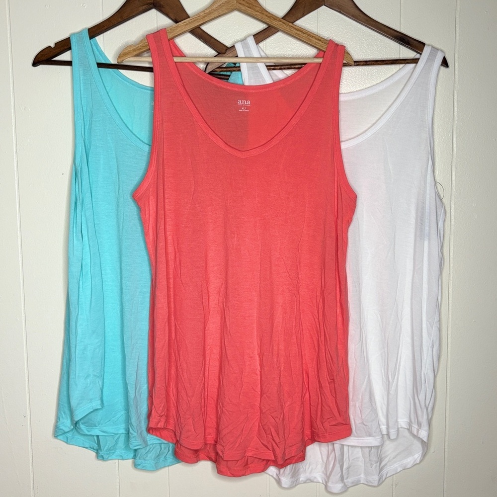 A.N.A. Size XLT Sleeveless Tops - Coral, Aqua, and White